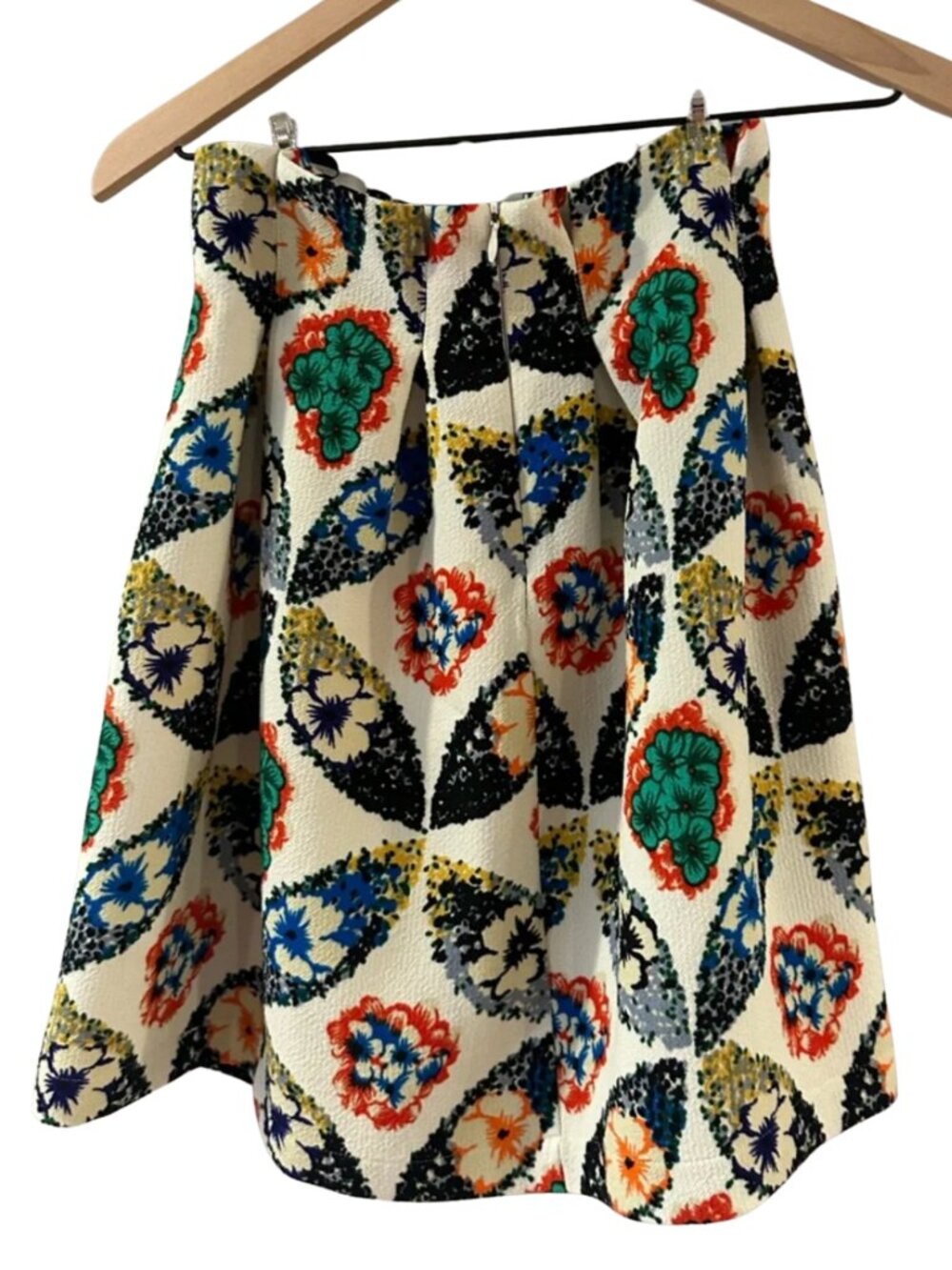 Atmosphere Cream A-Line Skirt with MultiColor Floral Medallions